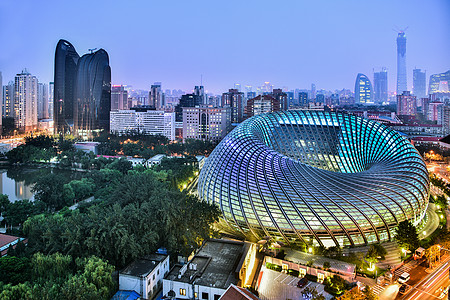 北京凤凰传媒中心夜晚全景背景