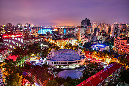 朝阳楼北京朝阳体育馆夜晚全景背景