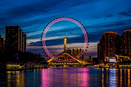 树木夜景天津风景背景