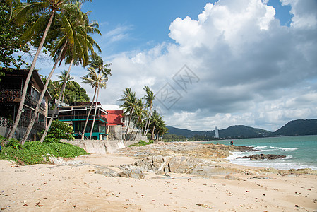 海浪礁石海边沙滩背景