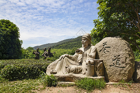 苏州碧螺春茶道雕像背景