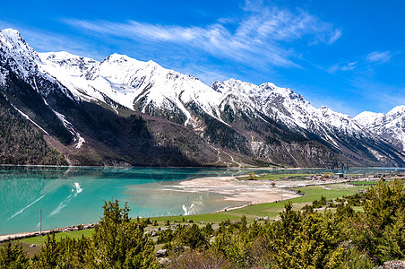 西藏朝拜西藏然乌湖背景