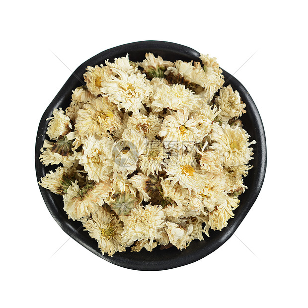 新鲜干菊花盛在碗里