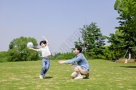 外出游玩父子玩皮球背景