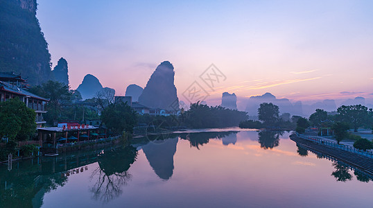 十里画廊海报桂林市阳朔县十里画廊景区日出美景背景