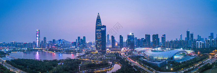 深圳市夜景广东省深圳市南山区人才公园航拍背景