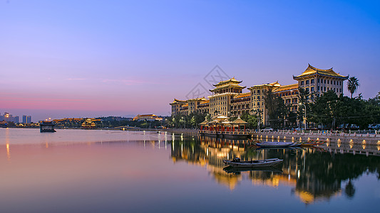 厦门城市风光厦门集美龙舟池夜景背景