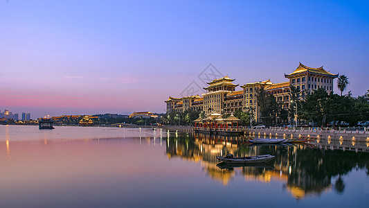 厦门集美龙舟池夜景图片