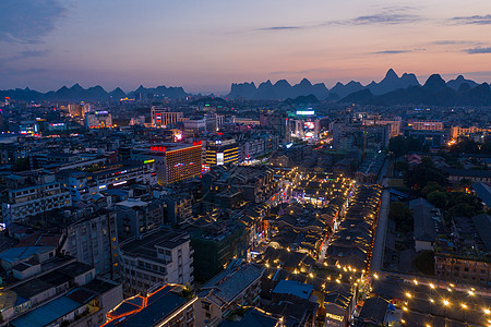 喀斯特地貌航拍桂林市区东西巷景区背景