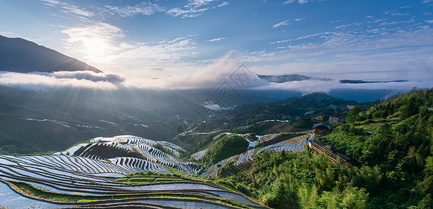 龙脊梯田日出背景