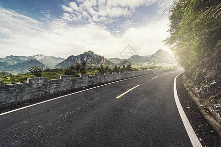 水墨山路道路公路山路背景