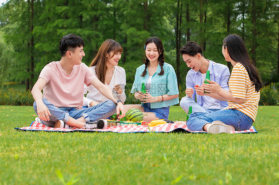 青年朋友聚会野餐图片