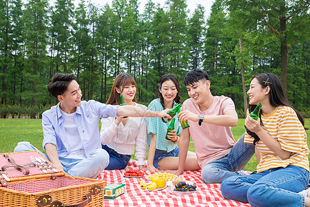 青年朋友聚会野餐高清图片