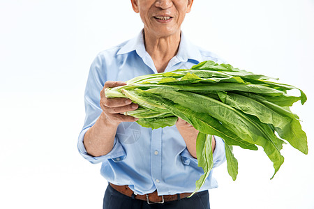 老人散步菜农展示蔬菜背景