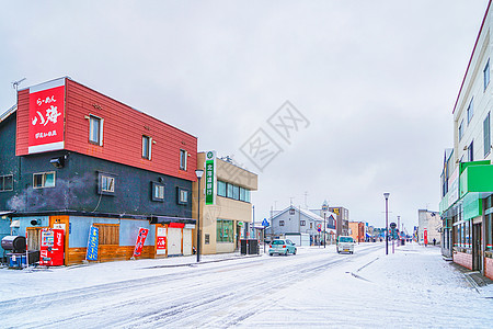 北海道雪地小镇图片