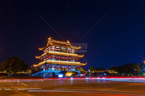 灯火通明的杜甫江阁夜景图片