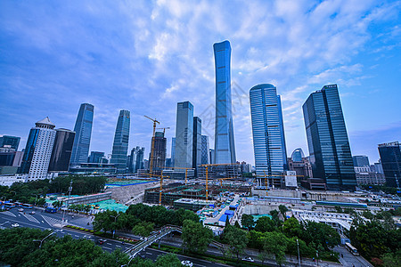 北京CBD城市夜晚全景背景图片