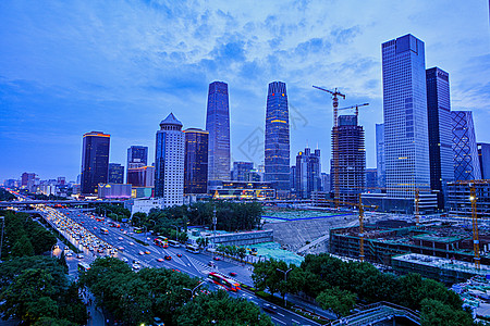 科技建筑北京CBD城市夜晚全景背景