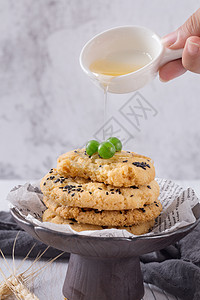 蜂蜜桃酥饼特色小吃黄油桃高清图片