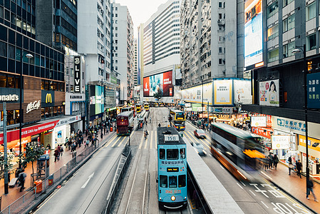 香港街景香港中环商业街背景