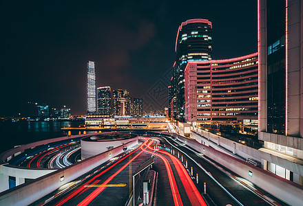 车流不息香港海港城背景