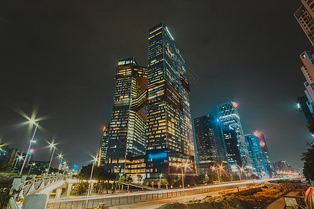 广东省深圳市南山区后海城市夜景背景图片