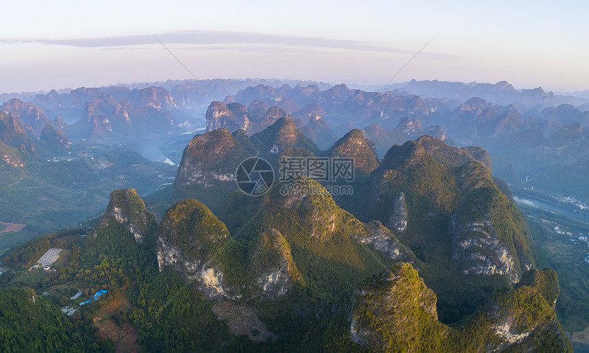 广西省阳朔县相公山景区航拍图片