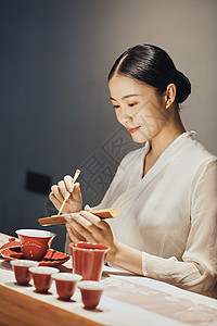 女性泡茶师图片