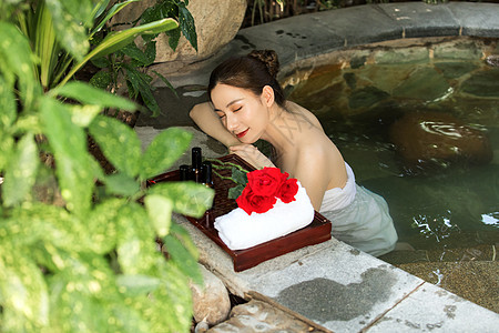 女性温泉点赞女性温泉护肤背景