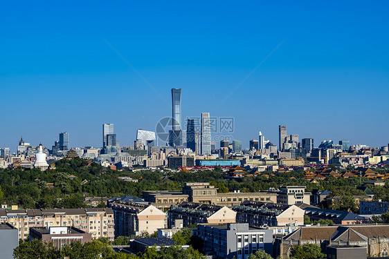 蓝天北京CBD地标建筑图片