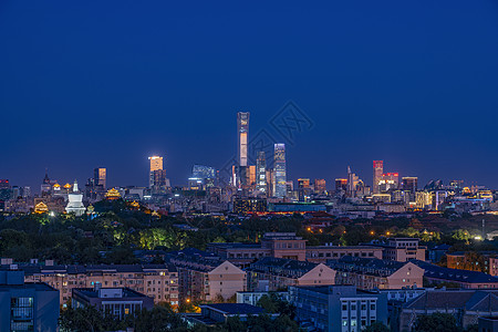 北京夜景夜景北京CBD地标建筑背景