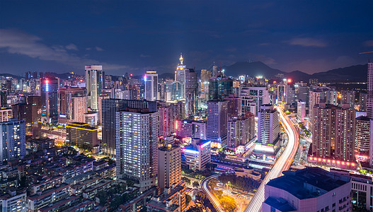 广东省深圳市罗湖区城市夜景背景图片