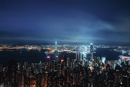 夜晚海香港城市风光背景