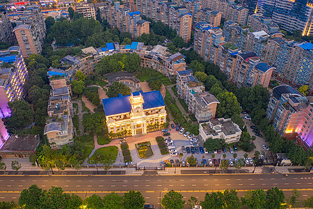 景观道路航拍小区楼盘景观设计背景