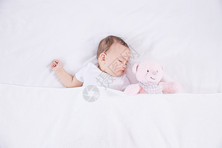 小熊卡通外国婴儿睡觉背景