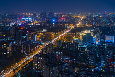 科技城市交通夜色北京西三环中路背景