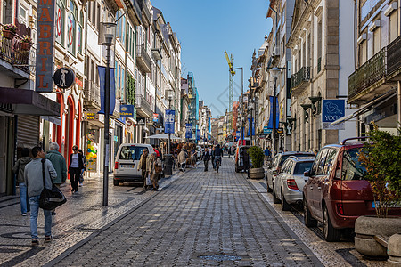 欧洲旅游城市波尔图城市街景背景