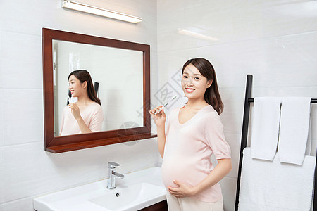 孕妇刷牙背景