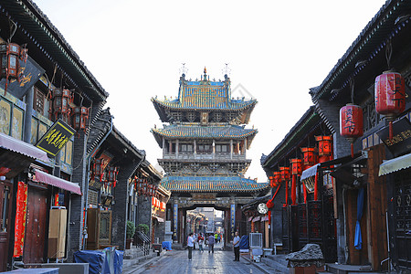 老城街道平遥古城地标市楼背景