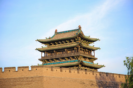 平遥古城南门城楼背景