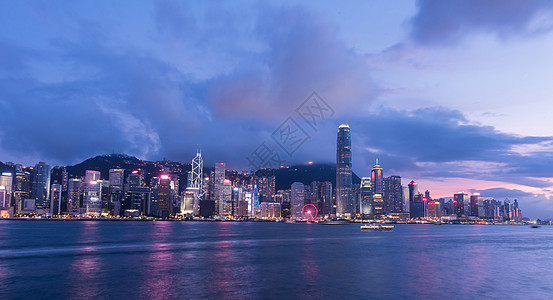 香港海港香港维多利亚港夜景风光背景