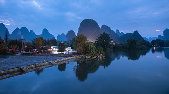 阳朔县十里画廊景区傍晚风光背景