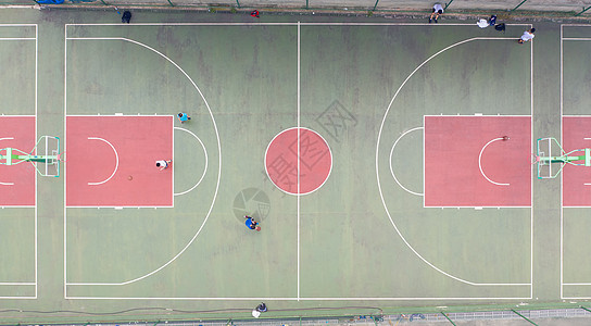 航拍楼盘小区的篮球场城市高清图片素材