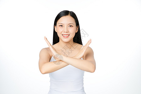 女生烦恼女性拒绝手势背景