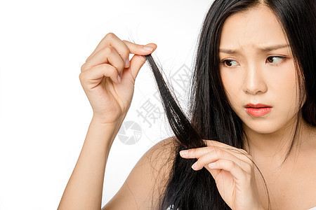 女性脱发头发毛躁背景图片