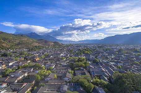 大气丽江束河古镇全景背景