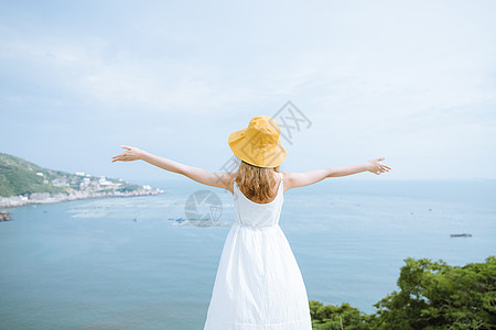 夏日大海夏日海边清新美女背景