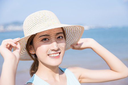 夏日旅游夏日海边阳光美女背景