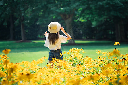 女孩写真花海女孩背影背景