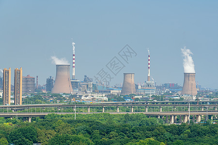 防护意识公路旁工厂烟囱净化炉环保环境背景